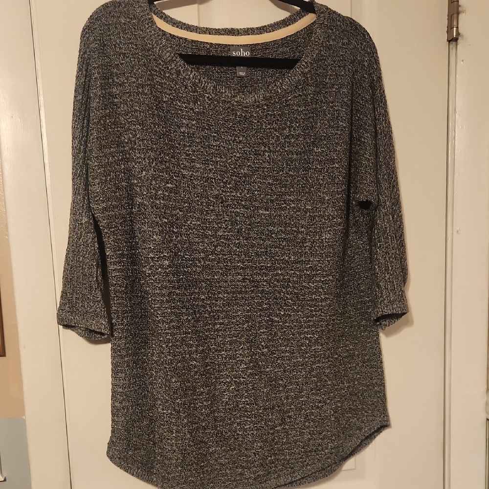 Gray Textured Knit Top